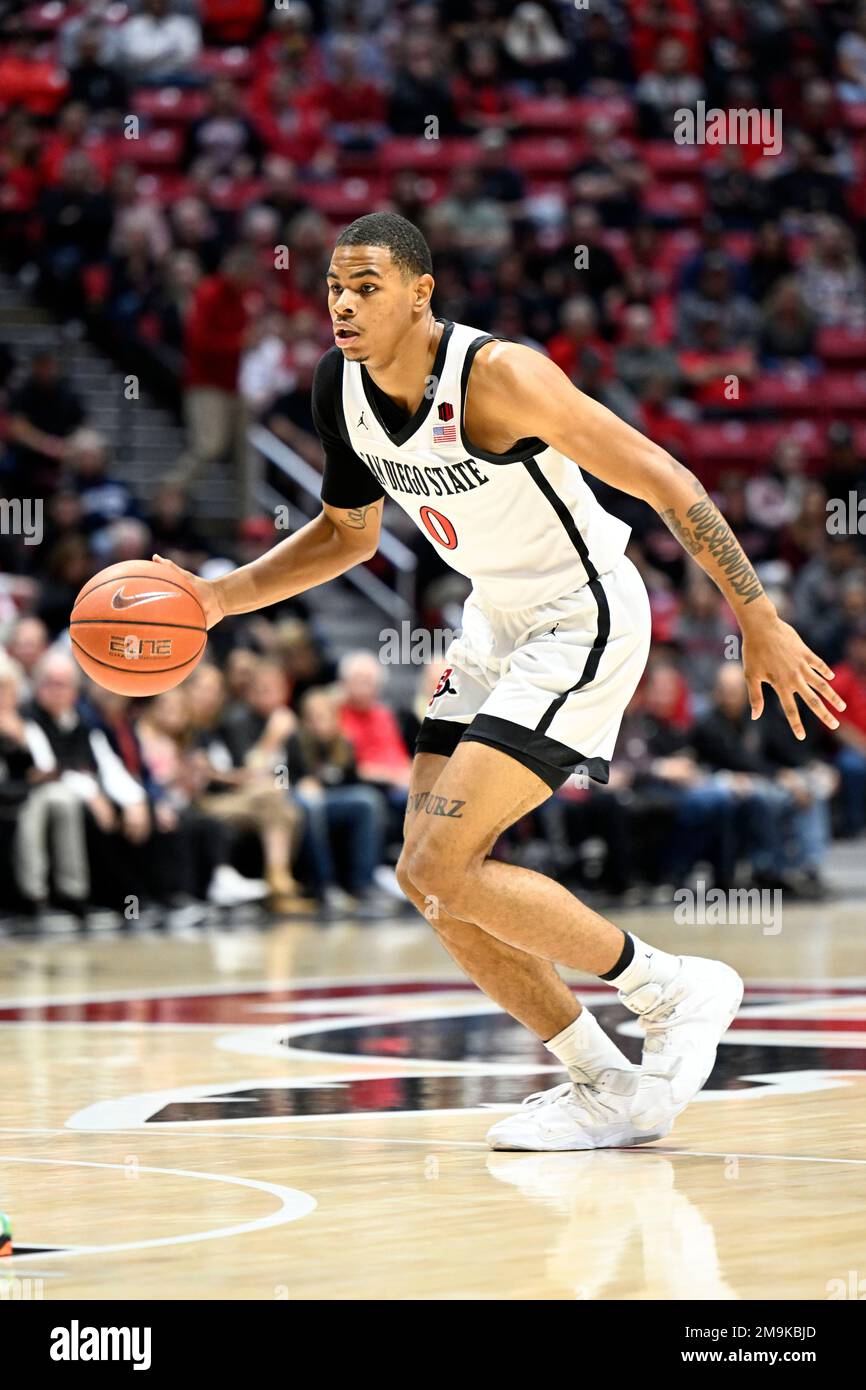 San Diego State forward Keshad Johnson (0) plays during the first half