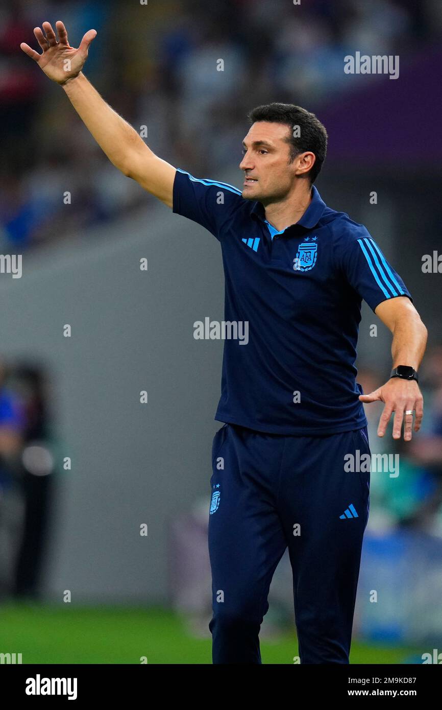 Argentina s Head Coach Lionel Scaloni Reacts During The World Cup Round argentina-s-head-coach-lionel-scaloni-reacts-during-the-world-cup-round