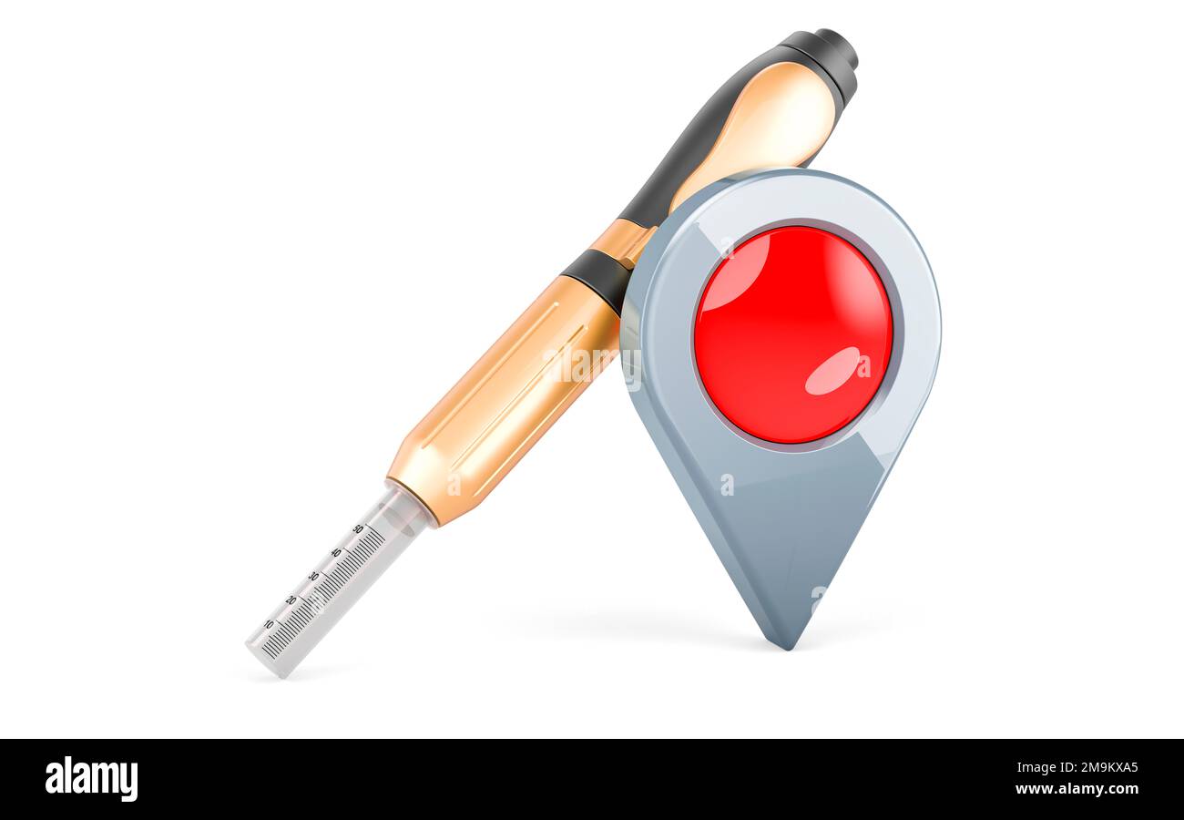 Hyaluronic pen with map pointer. 3D rendering isolated on white ...