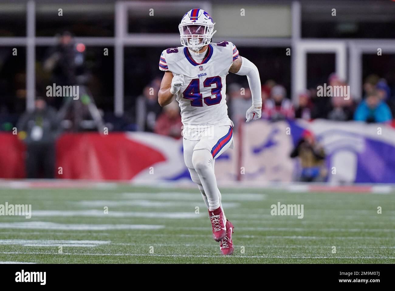 Buffalo Bills linebacker Terrel Bernard (43) during the second half of an  NFL football game, Thursday, Dec. 1, 2022, in Foxborough, Mass. (AP  Photo/Steven Senne Stock Photo - Alamy