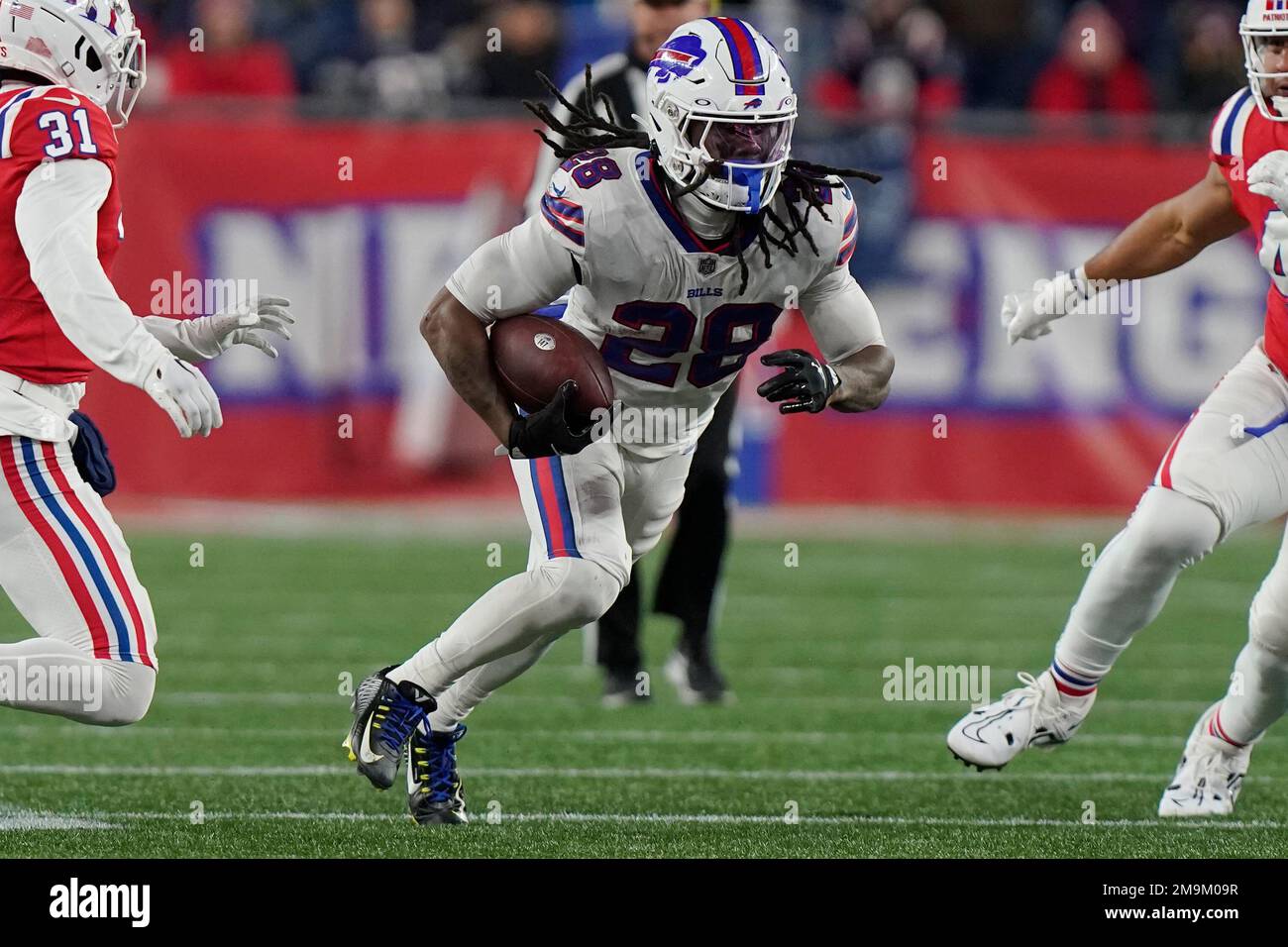 Buffalo Bills running back James Cook plays against the New England  Patriots during the first half of an NFL football game, Thursday, Dec. 1,  2022, in Foxborough, Mass. (AP Photo/Michael Dwyer Stock