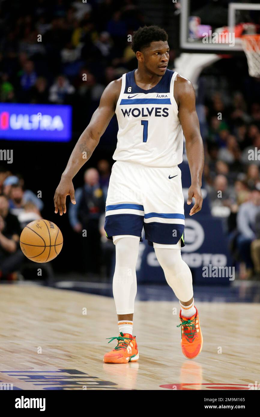 Minnesota Timberwolves guard Anthony Edwards plays during an NBA ...