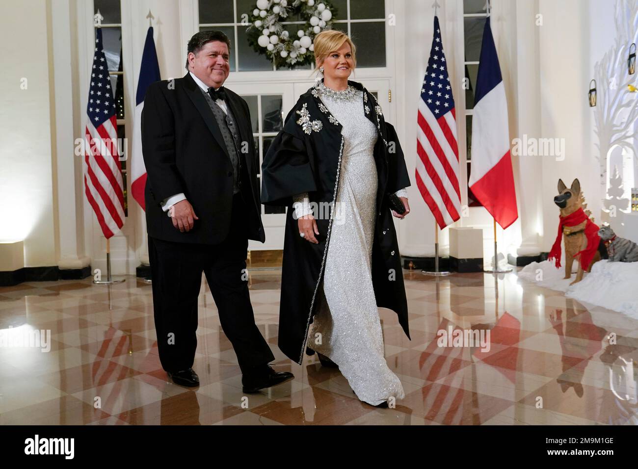 Illinois Gov. J.B. Pritzker and his wife Mary Kathryn Muenster arrive