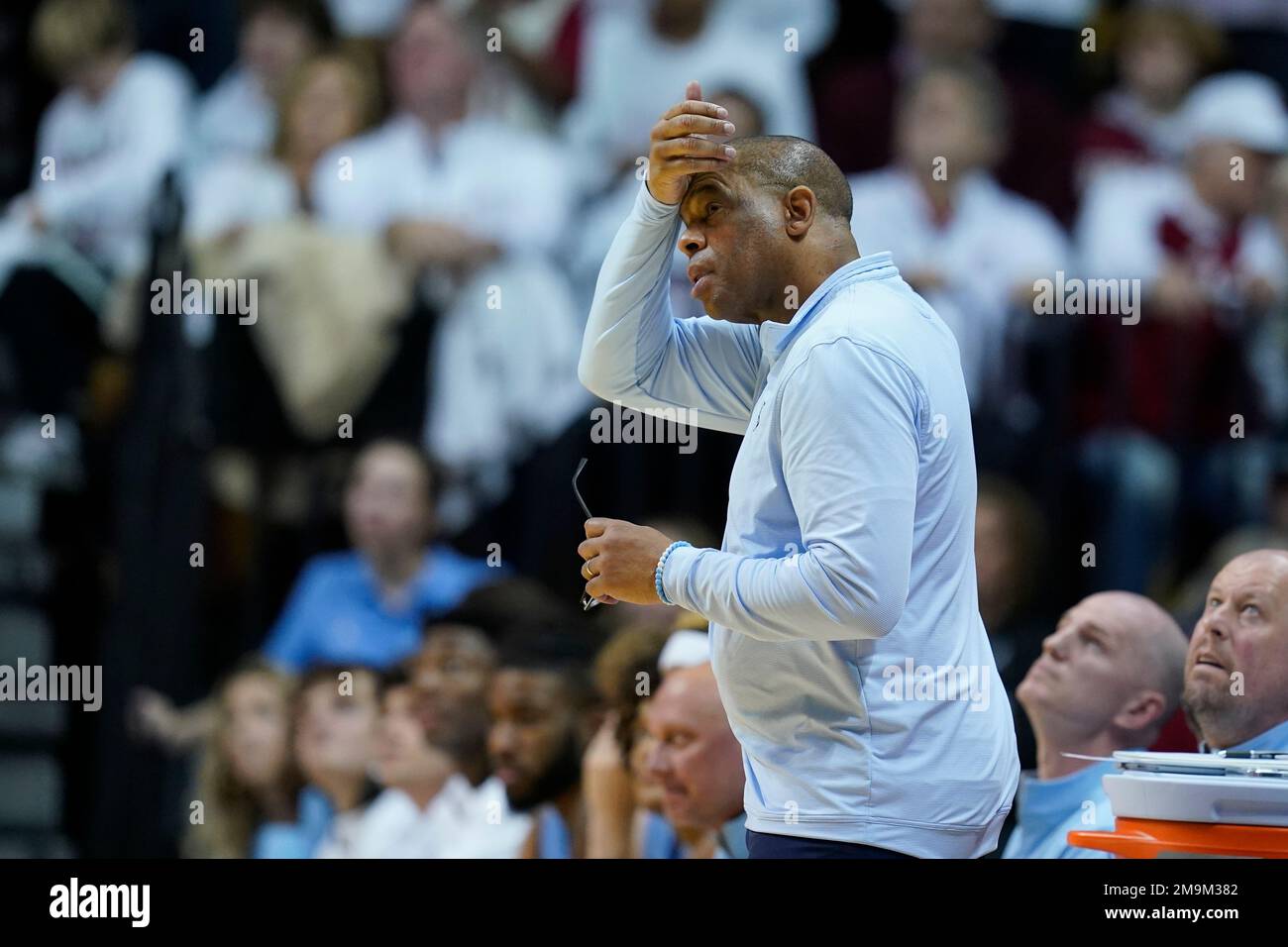 North Carolina head coach Hubert Davis looks on during the second half