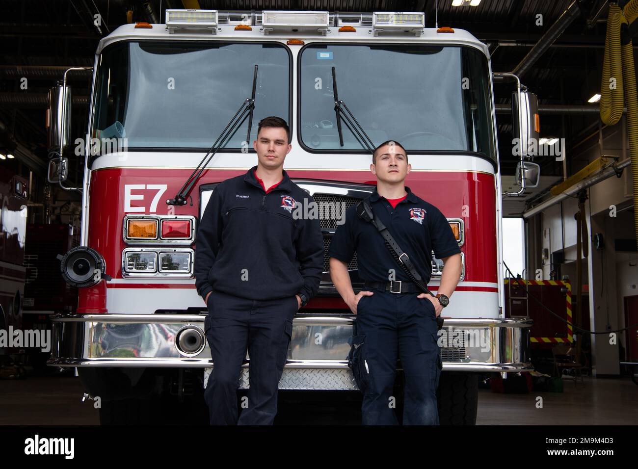 (From left) U.S. Air Force Staff Sgt. Austin Herman and Senior Airman