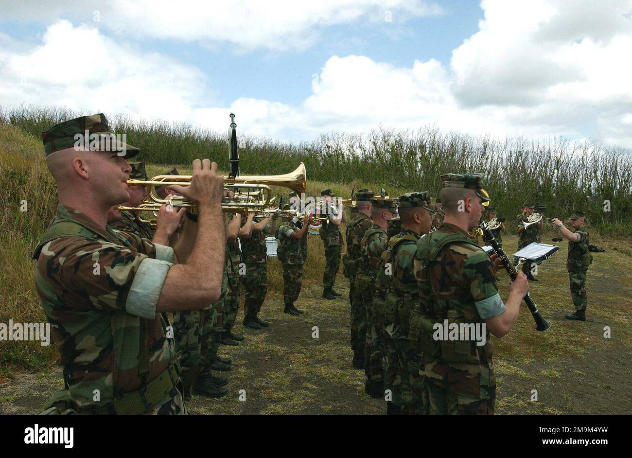 030312-M-8337G-007. Base: Iwo Jima Country: Japan (JPN) Scene Major Command Shown: III MEF Band Stock Photo