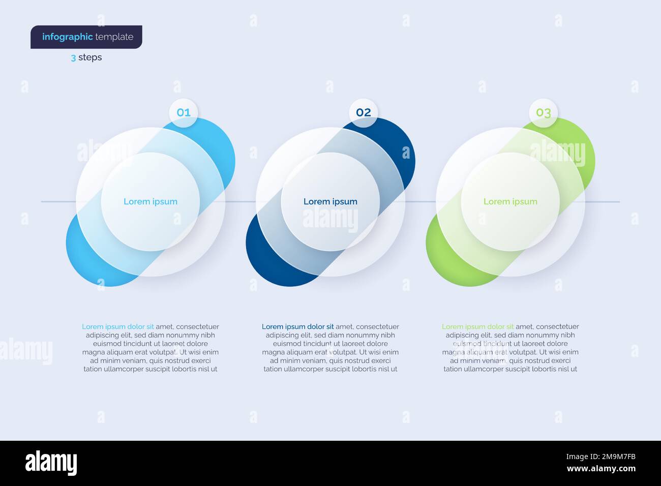 Vector minimalistic infographic template composed of 3 circles Stock Vector