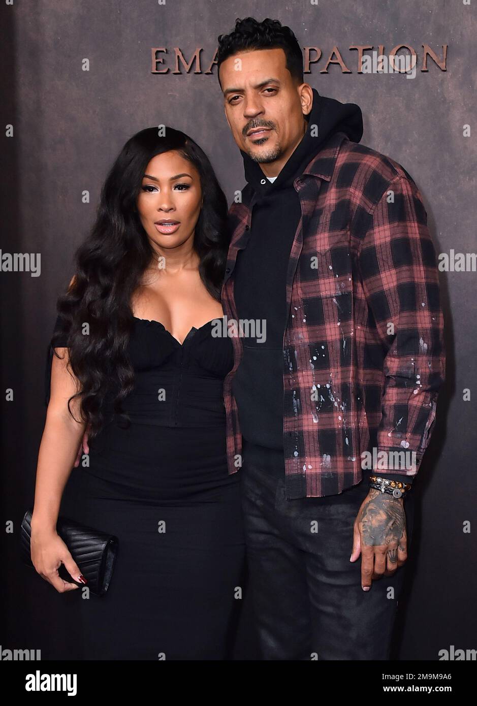 Anansa Sims, left, and Matt Barnes arrive at the premiere of