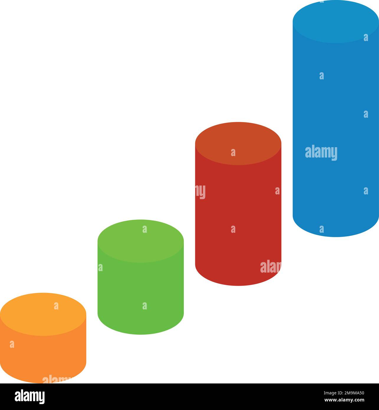 Cylindrical column diagram. Color isometric chart icon Stock Vector