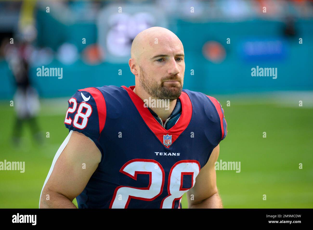 Houston Texans running back Rex Burkhead (28) walks on the