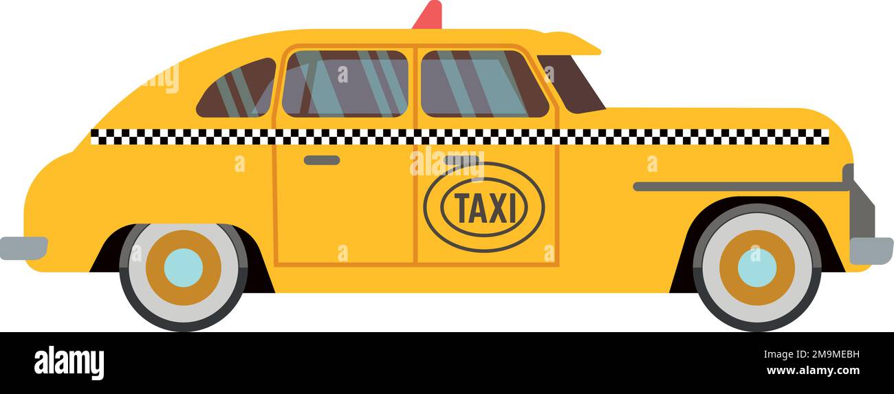 Yellow taxi cab icon. Cartoon passenger service car Stock Vector