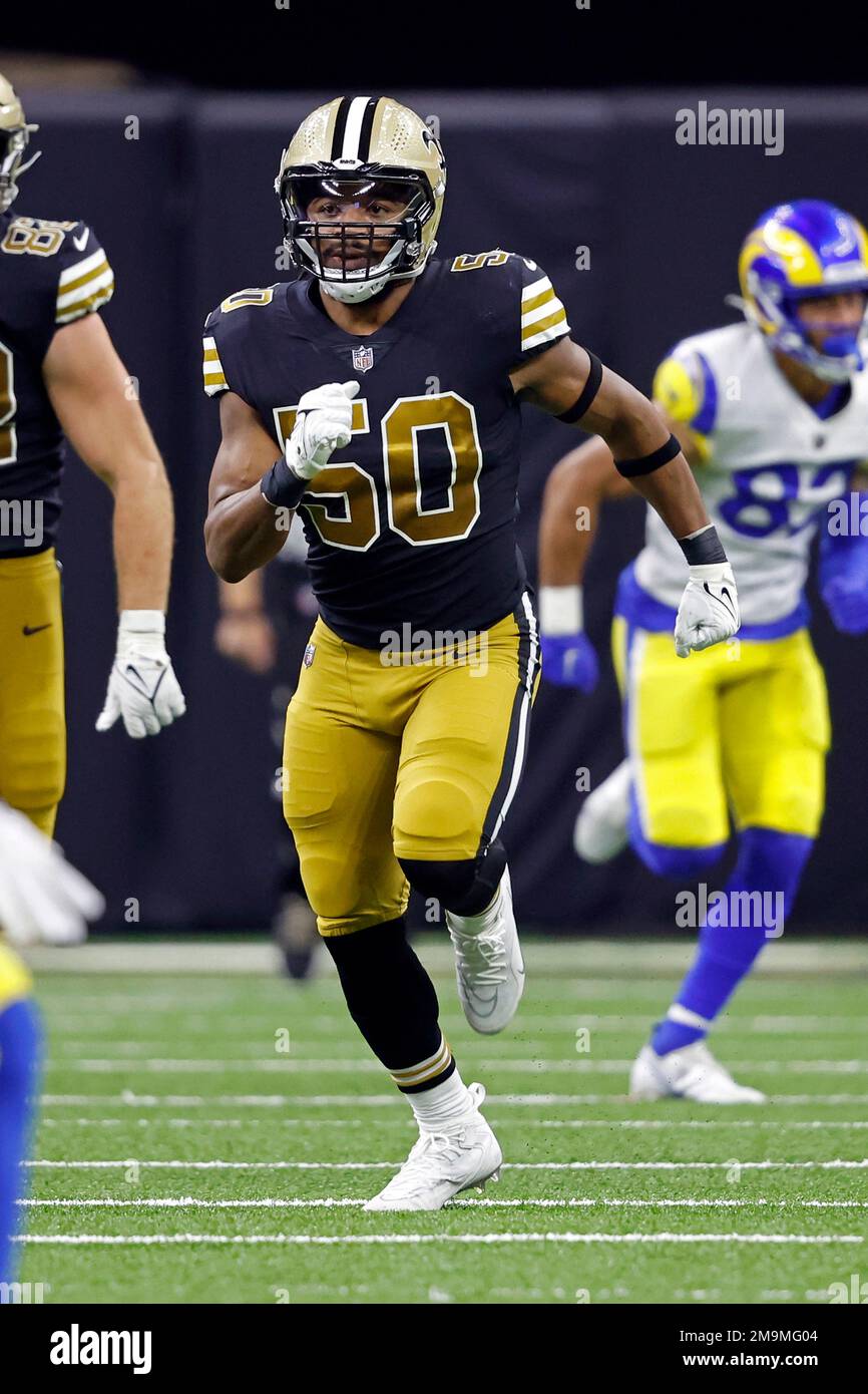 New Orleans Saints linebacker Andrew Dowell (50) during an NFL