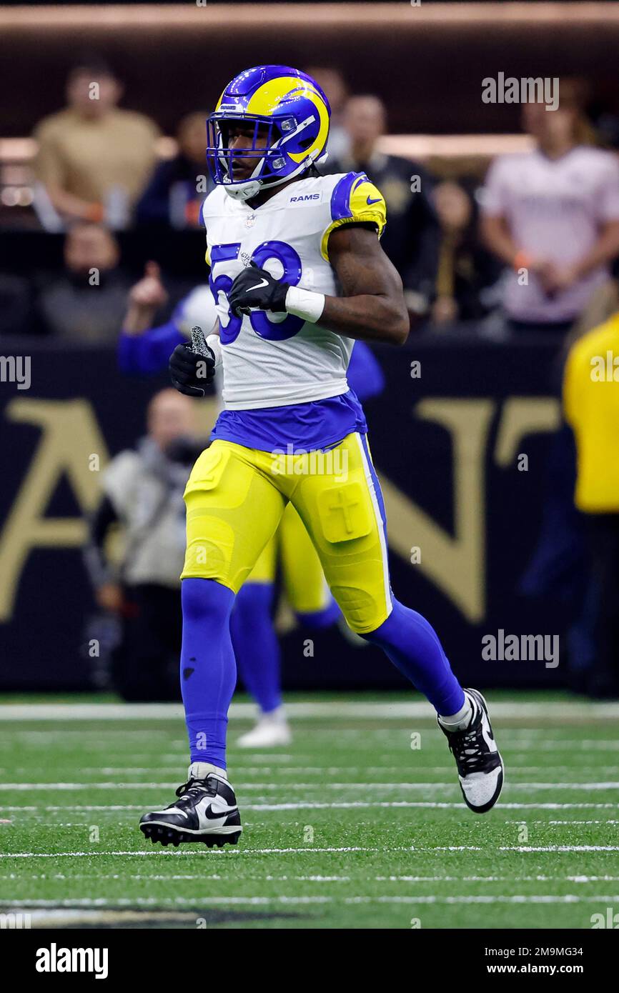 Los Angeles Rams linebacker Ernest Jones (53) during an NFL football game  against the New Orleans Saints, Sunday, Nov. 20, 2022, in New Orleans. (AP  Photo/Tyler Kaufman Stock Photo - Alamy