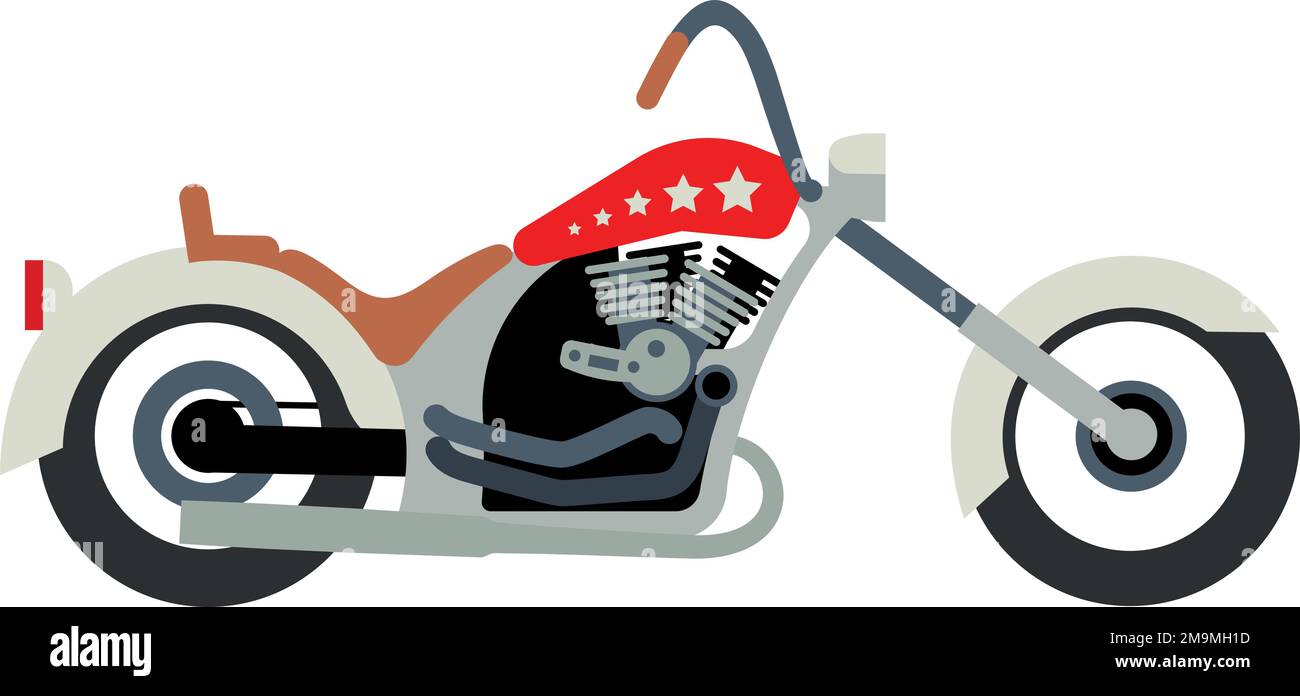 Chopper icon. Cartoon motorbike. Bike side view Stock Vector