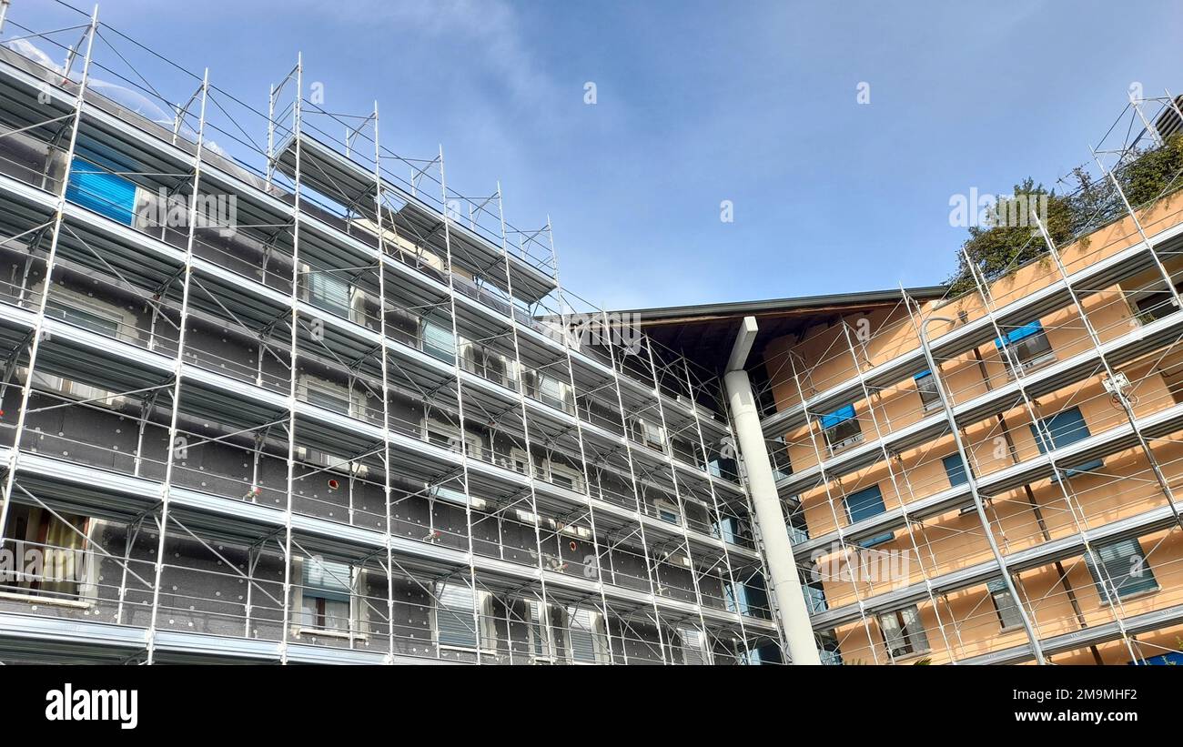 A beautiful view of a modern building under the construction Stock ...