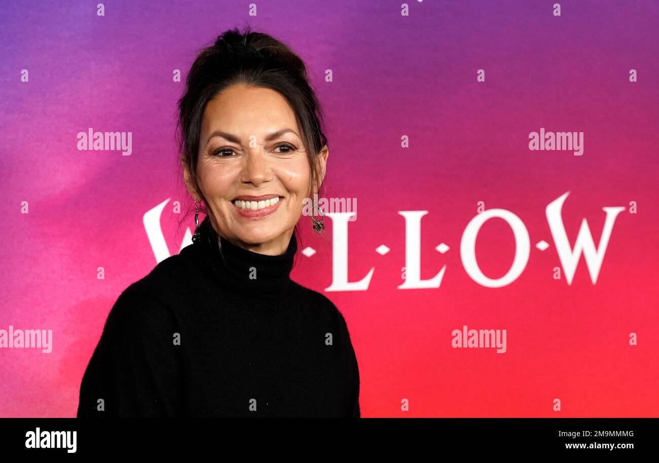 Joanne Whalley poses at the premiere of the Disney+ series "Willow" at ...