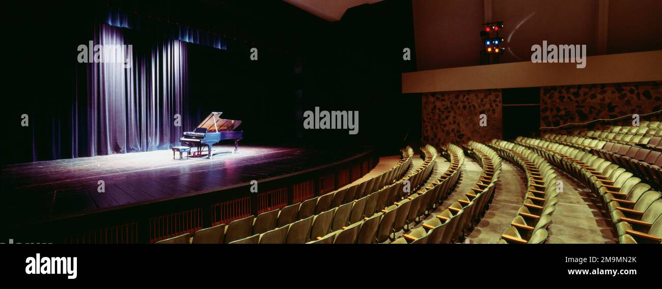 Grand Piano On A Concert Hall Stage, University Of Hawaii, Hilo, Hawaii