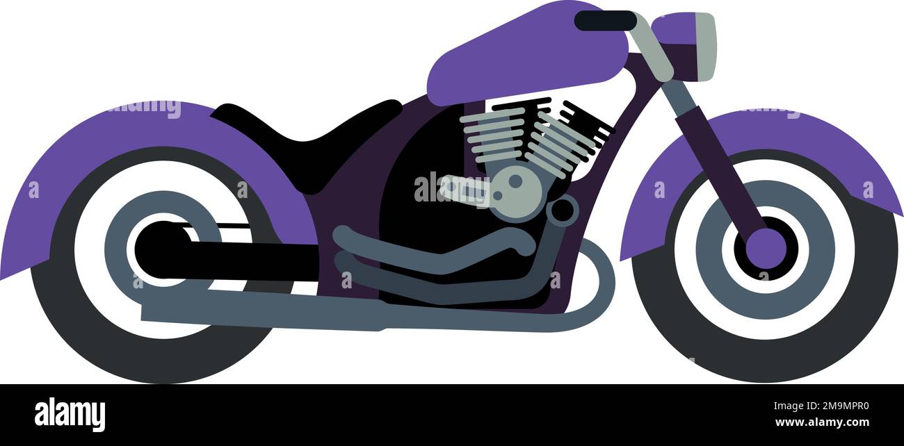 Cruiser bike icon. Cartoon motorcycle side view Stock Vector