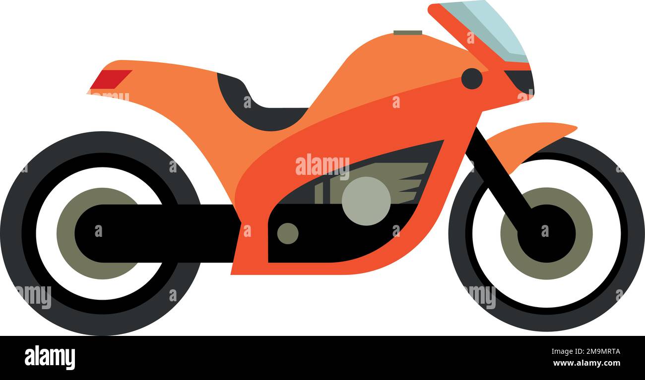 Orange motorcycle. Fast speed bike side view Stock Vector