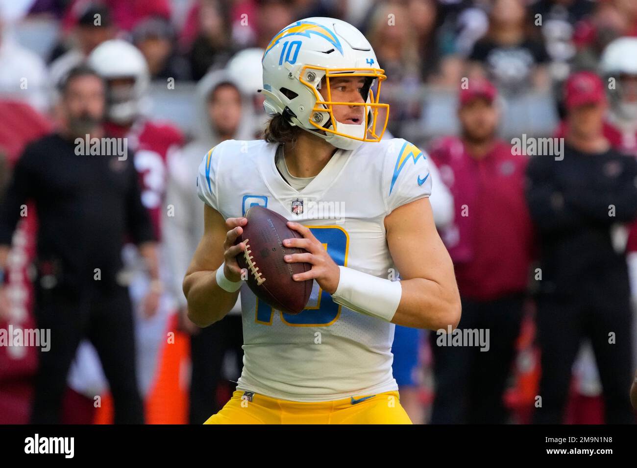 Los Angeles Chargers quarterback Justin Herbert (10) during the first