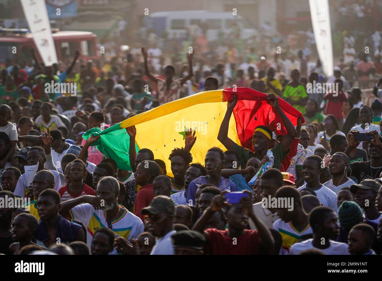 Senegal soccer fans celebrate their team's World Cup group A soccer