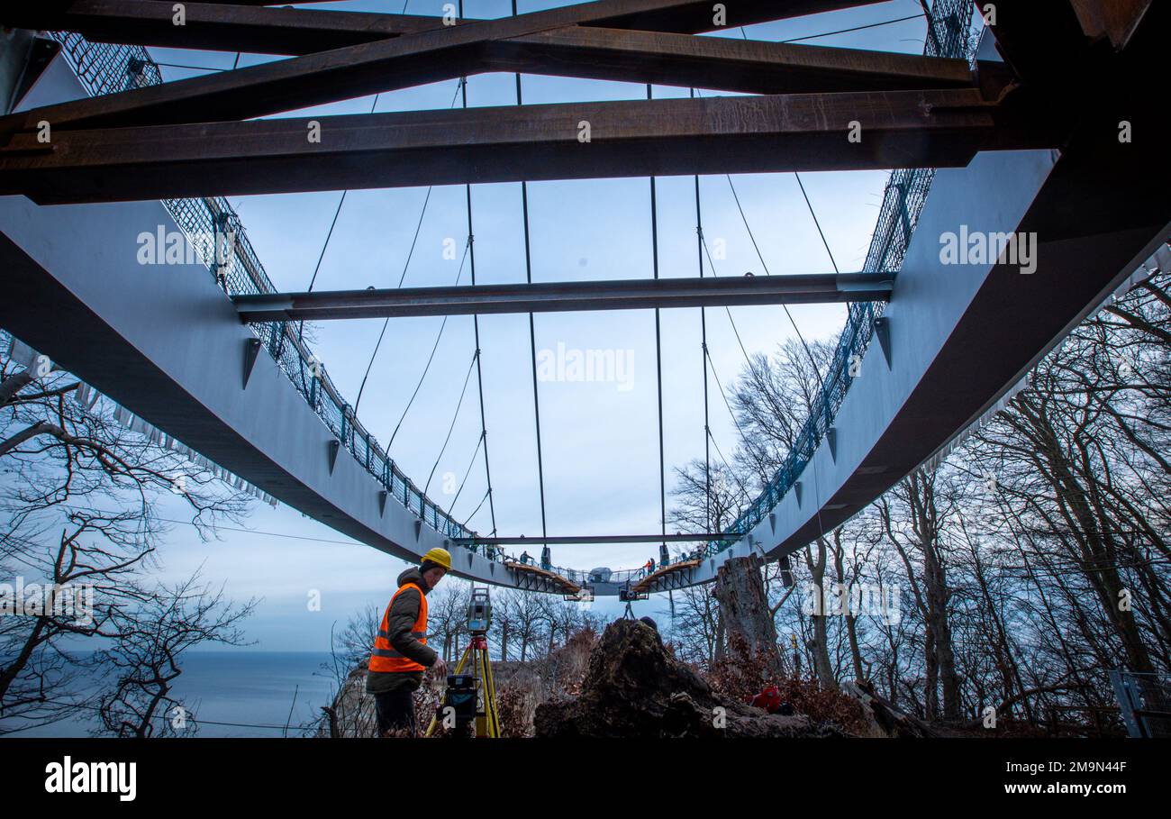 Sassnitz, Germany. 18th Jan, 2023. The new skywalk above the chalk