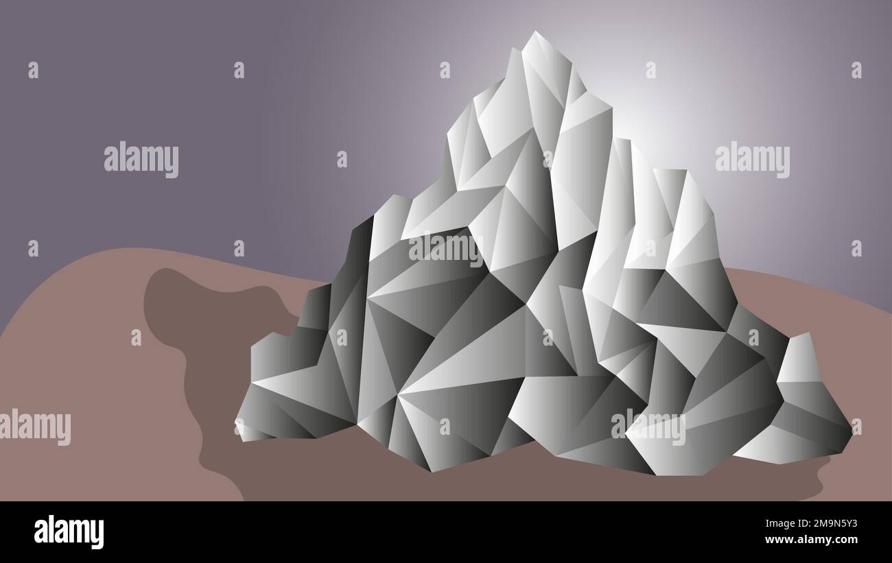 Abstract low polygonal mountain landscape with gradient in resolution 16:9 Stock Vector