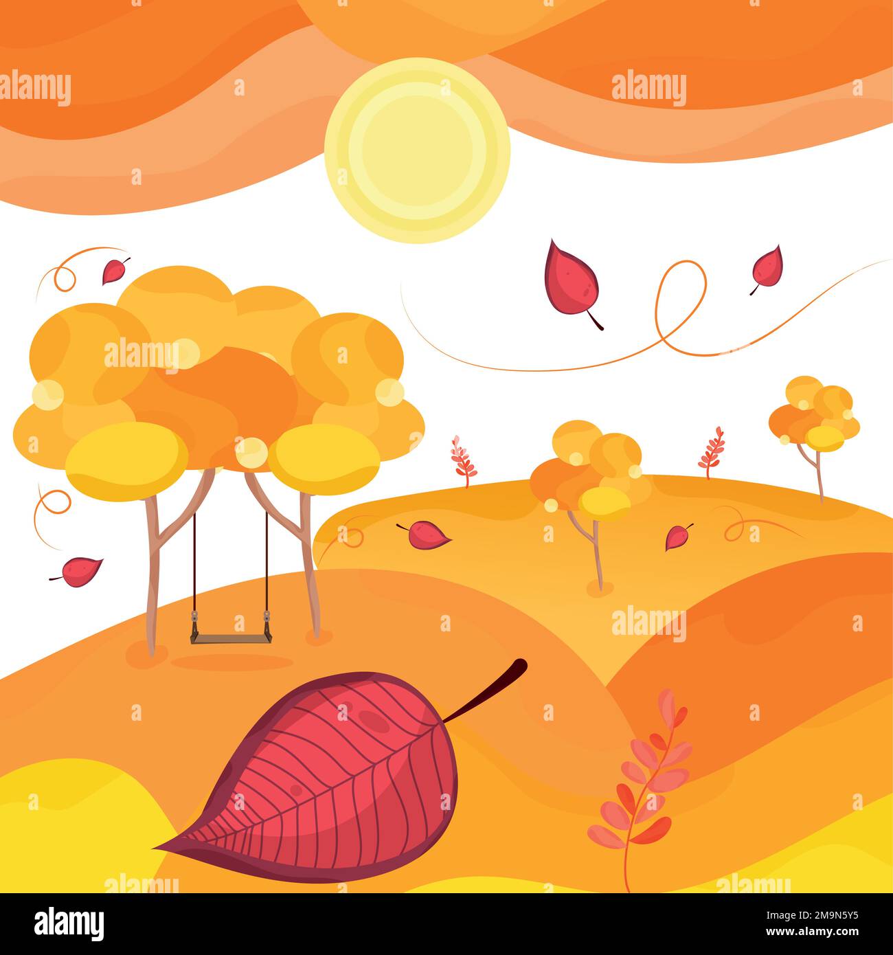 Colored autumn seasonal landscape view Vector Stock Vector Image & Art ...