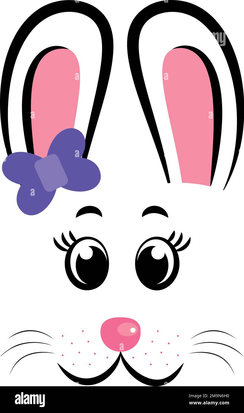 Kawaii Easter Bunny. Bunny Face. Vector Illustration Stock Vector Image ...