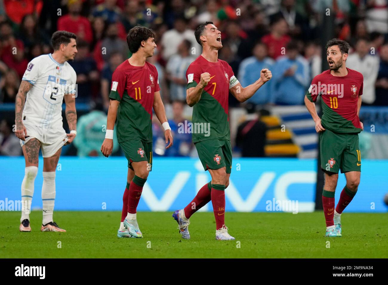 Portugal's Cristiano Ronaldo celebrates his side's opening goal during ...