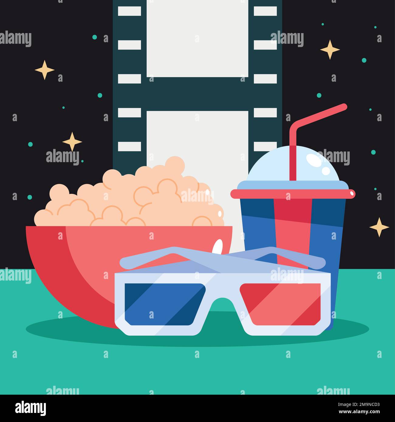 cinema 3d glasses and food icon Stock Vector Image & Art - Alamy