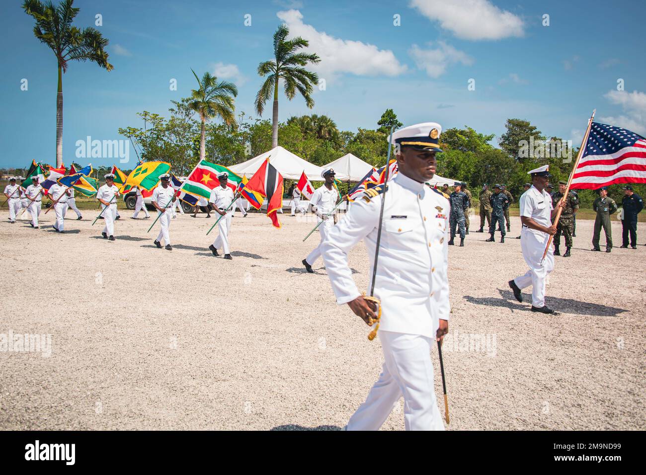 Members of Belize Defence Force and participating nations parade during
