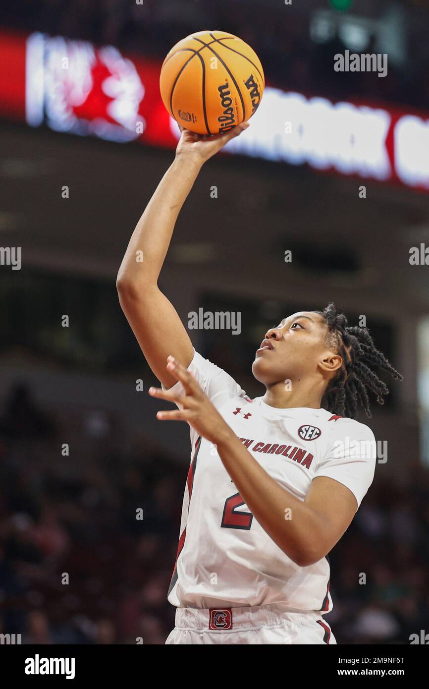 South Carolina forward Ashlyn Watkins shoots against Hampton during the