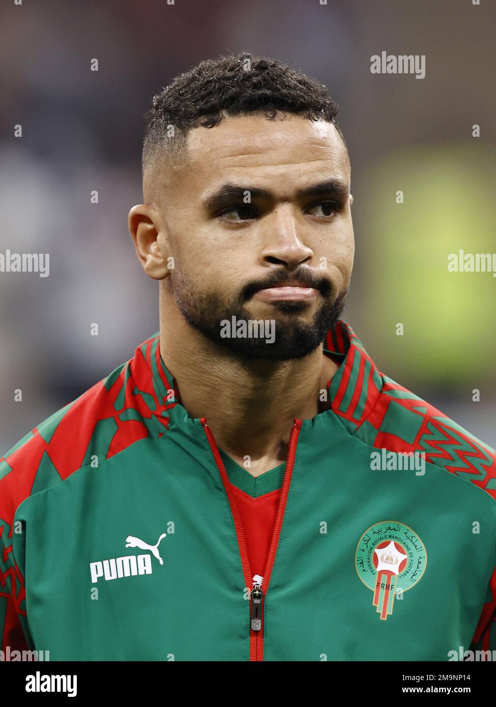 AL KHOR - Youssef En Nesyri of Morocco during the FIFA World Cup Qatar 2022 Semifinal match between France and Morocco at Al Bayt Stadium on December 14, 2022 in Al Khor, Qatar. AP | Dutch Height | MAURICE OF STONE Stock Photo