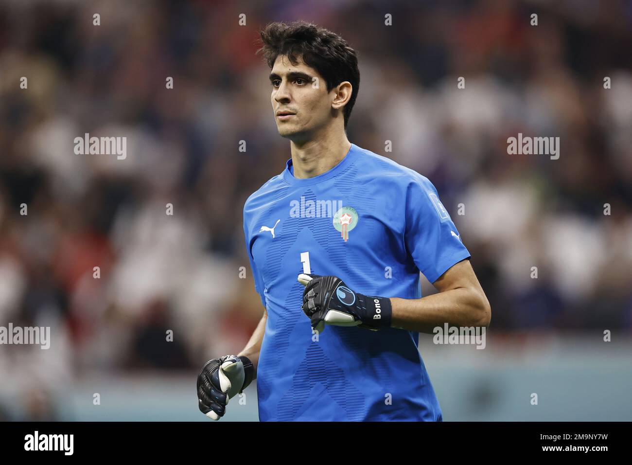 AL KHOR - Morocco goalkeeper Yassine Bounou during the FIFA World Cup Qatar 2022 Semifinal match between France and Morocco at Al Bayt Stadium on December 14, 2022 in Al Khor, Qatar. AP | Dutch Height | MAURICE OF STONE Stock Photo