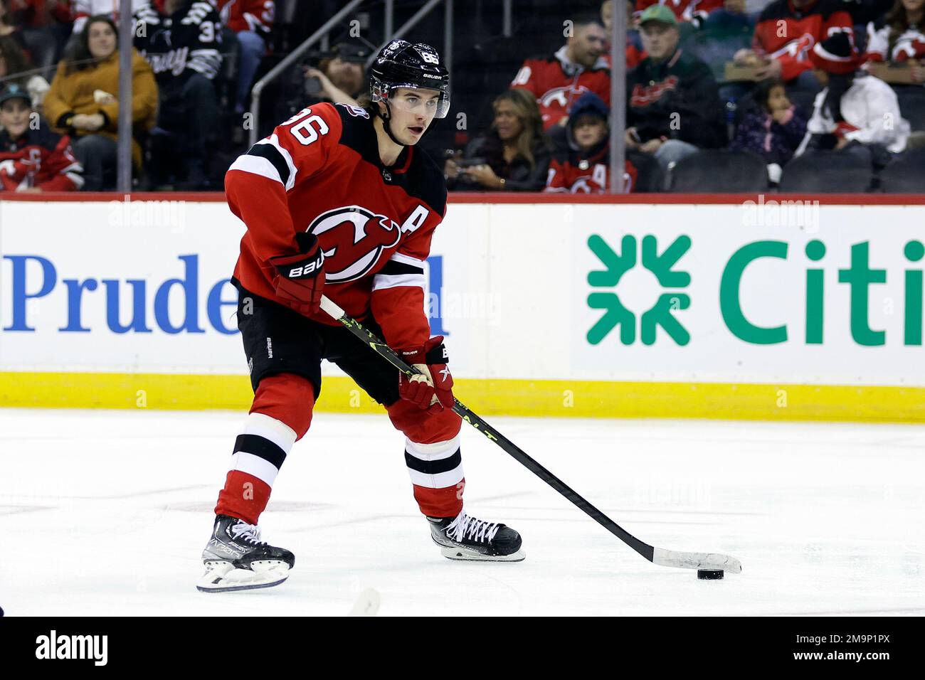 New Jersey Devils center Jack Hughes (86) during warm up for an NHL hockey  game, Thursday, Feb. 18, 2021, in Boston. (AP Photo/Elise Amendola Stock  Photo - Alamy