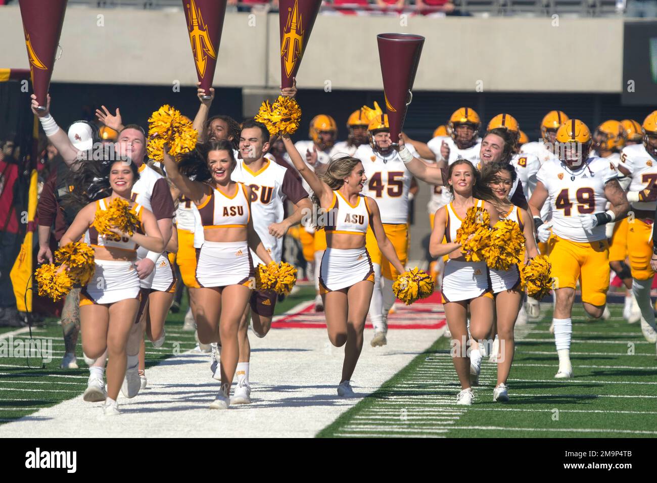 Arizona State cheerleaders in the first half during an NCAA college