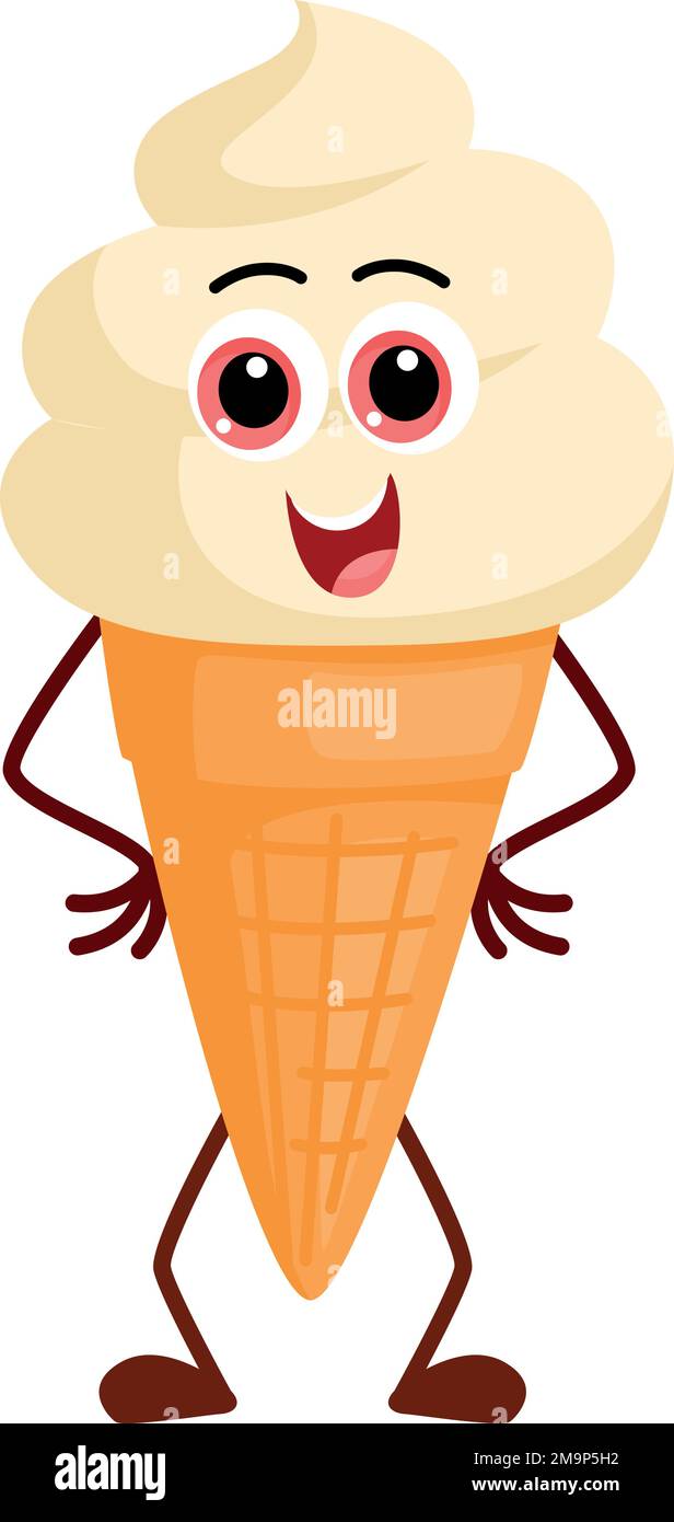 Ice cream mascot. Sweet waffle cone character Stock Vector Image & Art ...