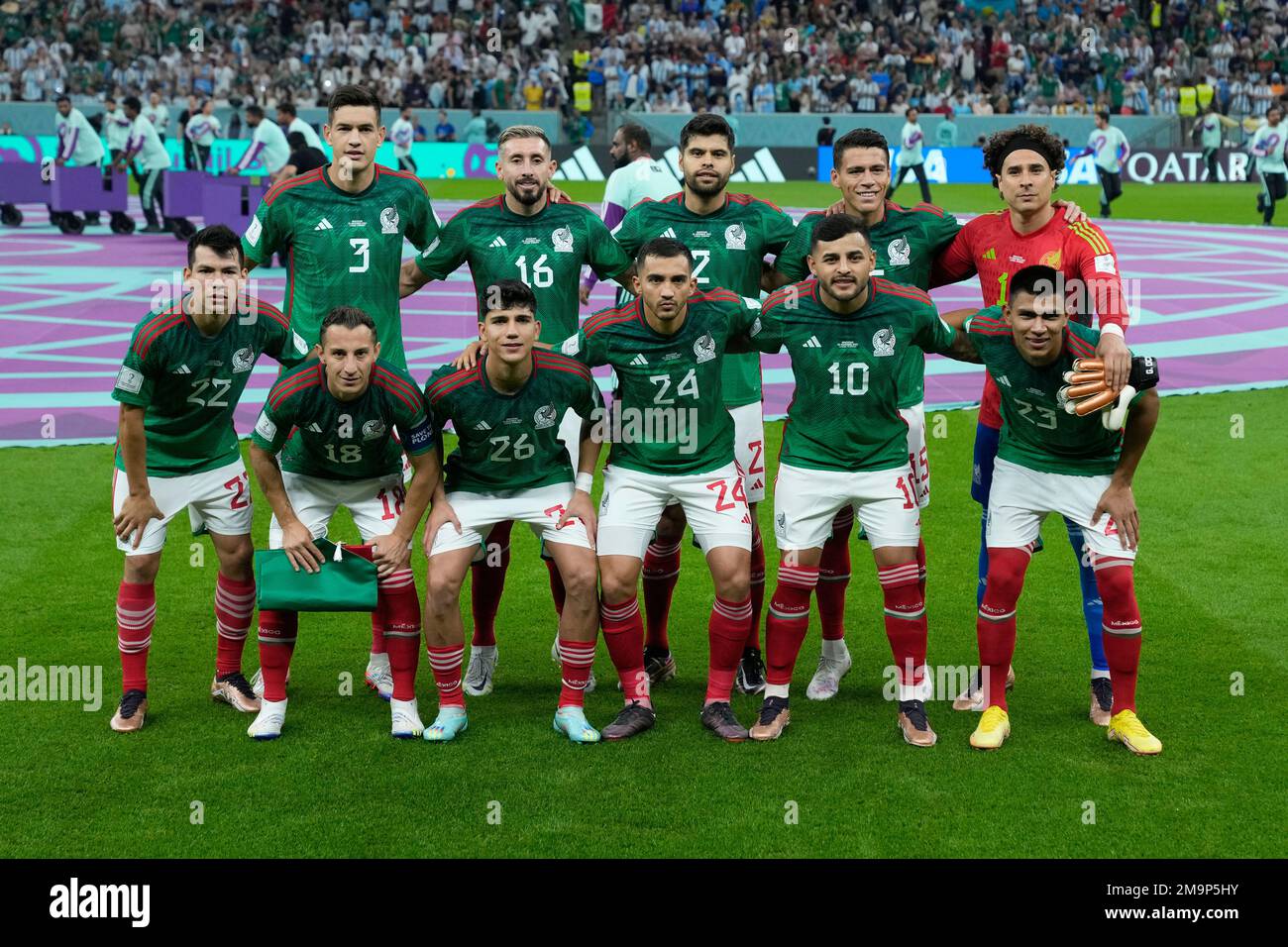 Mexico team players line up prior to the start of the World Cup group C