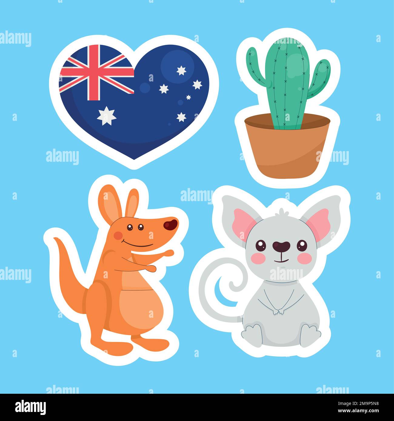 four australian culture set icons Stock Vector