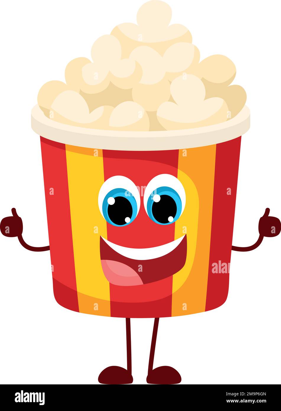 Popcorn bucket character. Laughing snack food mascot Stock Vector Image