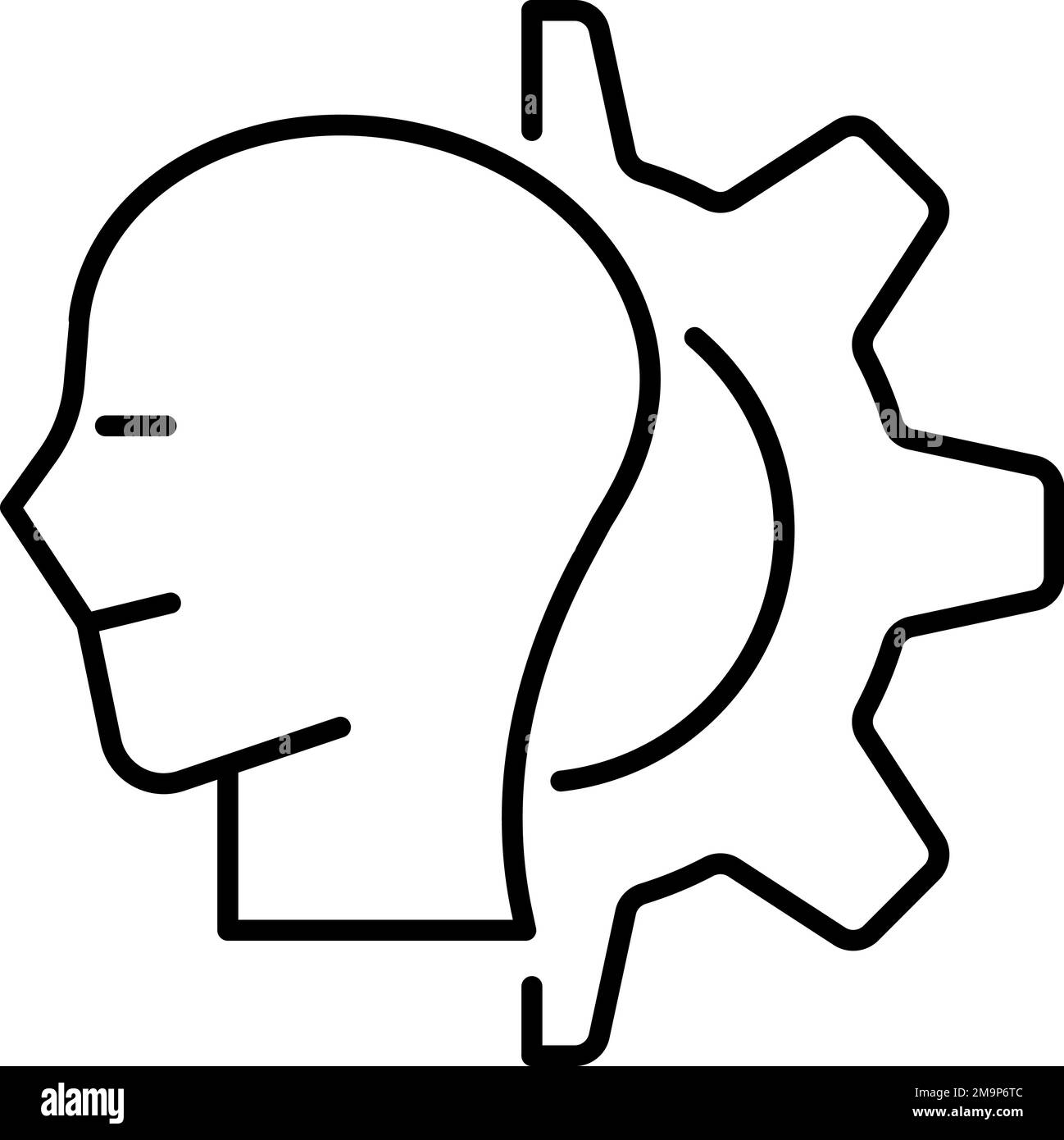 Ai, artificial, gear vector icon on transparent background. Outline Ai