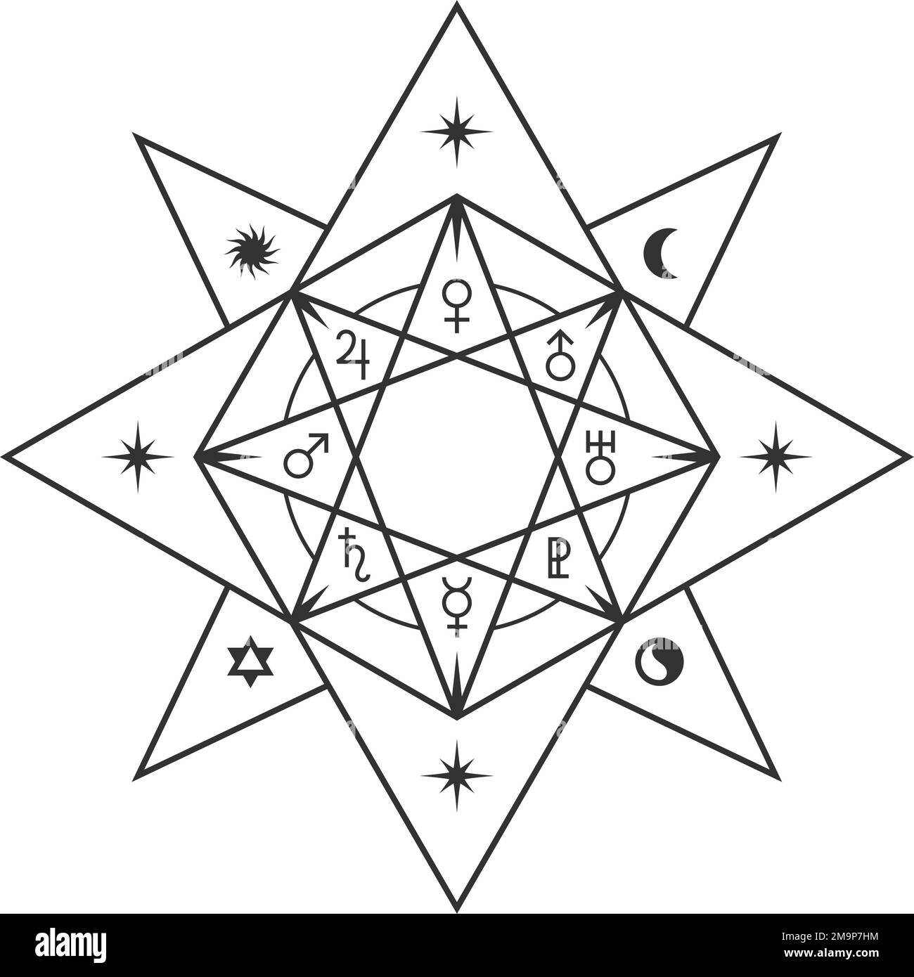 Esoteric geometric star symbol. Sacred astrology icon Stock Vector