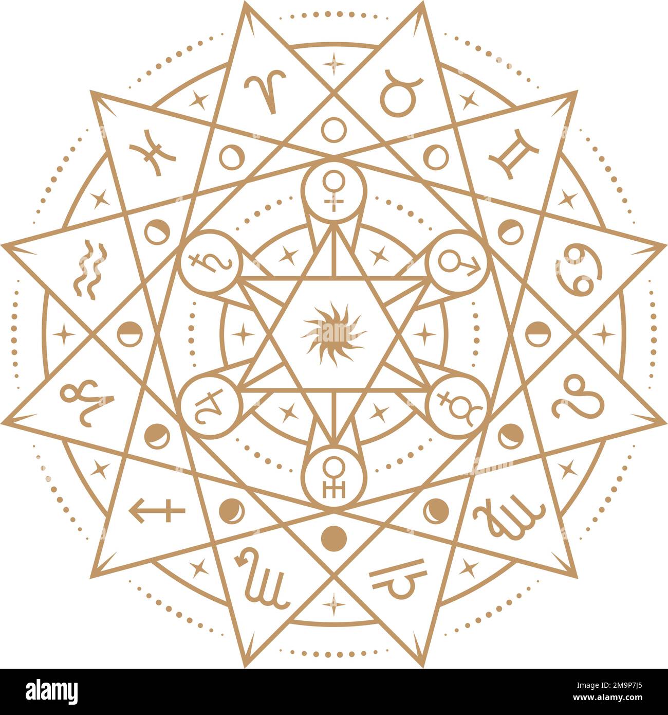 Magic alchemy star. Esoteric geometric shape template Stock Vector