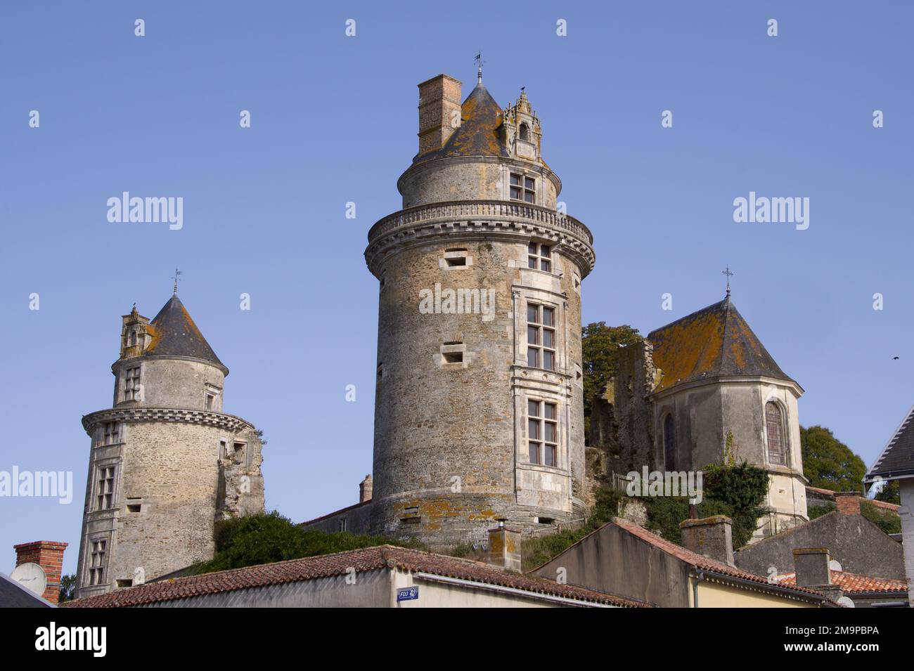 Castle towers at Apremont Castle, Vendee, France Stock Photo Alamy