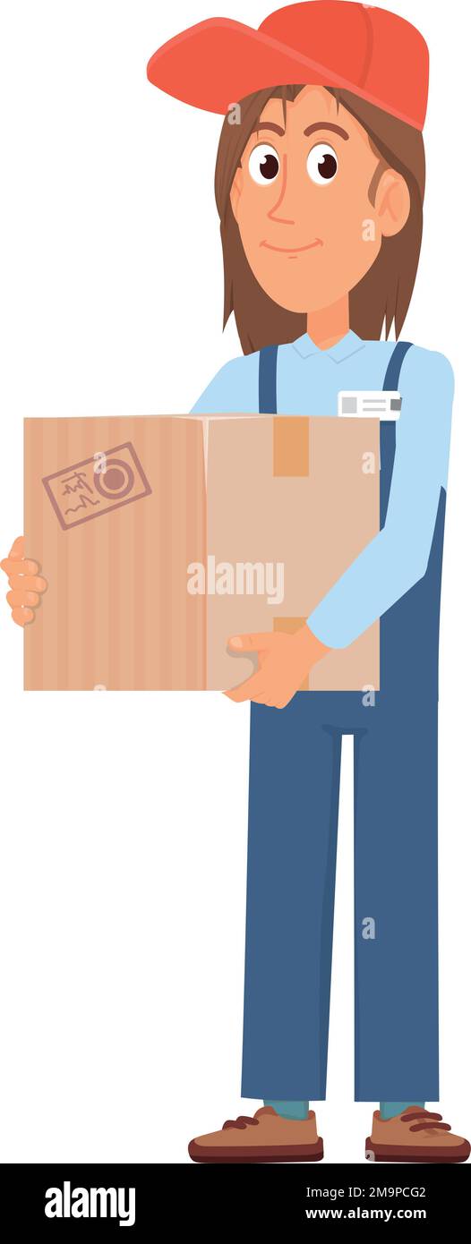 Courier hold cardboard box. Delivery guy character Stock Vector Image ...