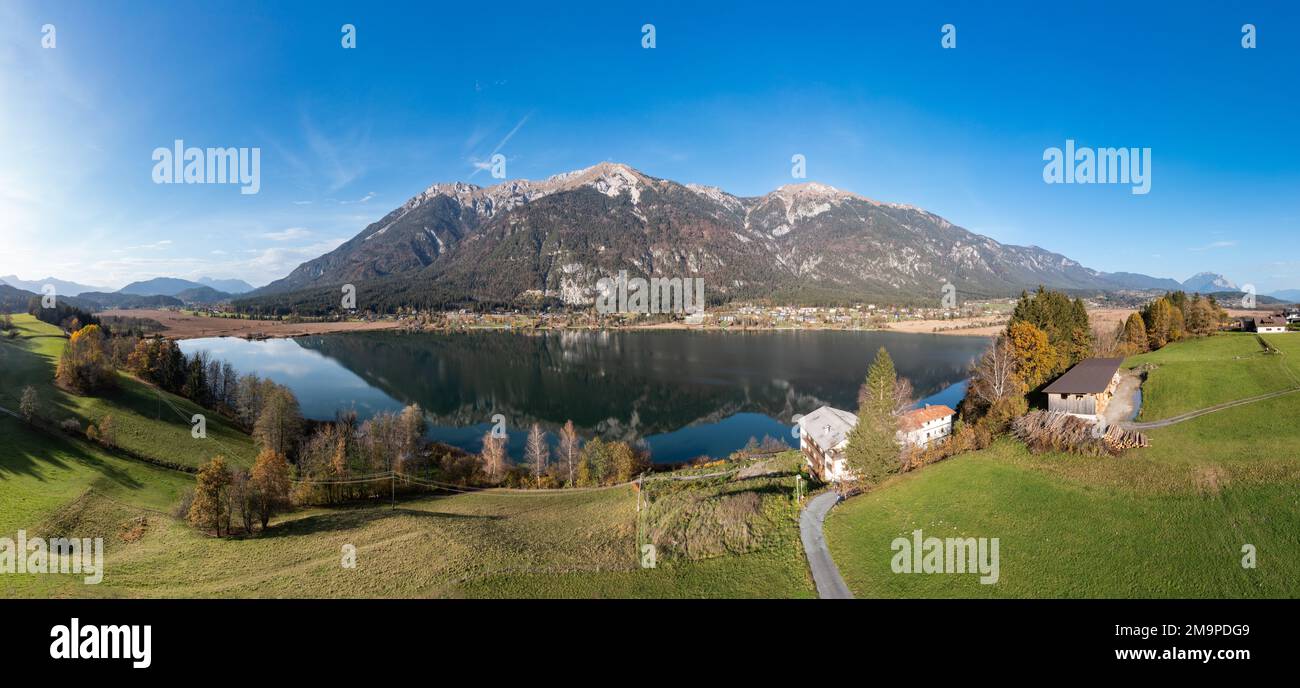 Lake Pressegger See in Carinthia. Famous touristic destination in the South of Austria during autumn. Stock Photo