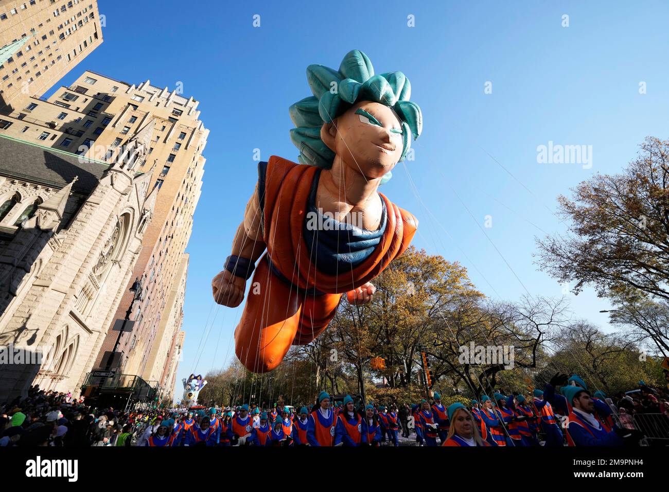The Goku balloon floats in the Macy's Thanksgiving Day Parade on