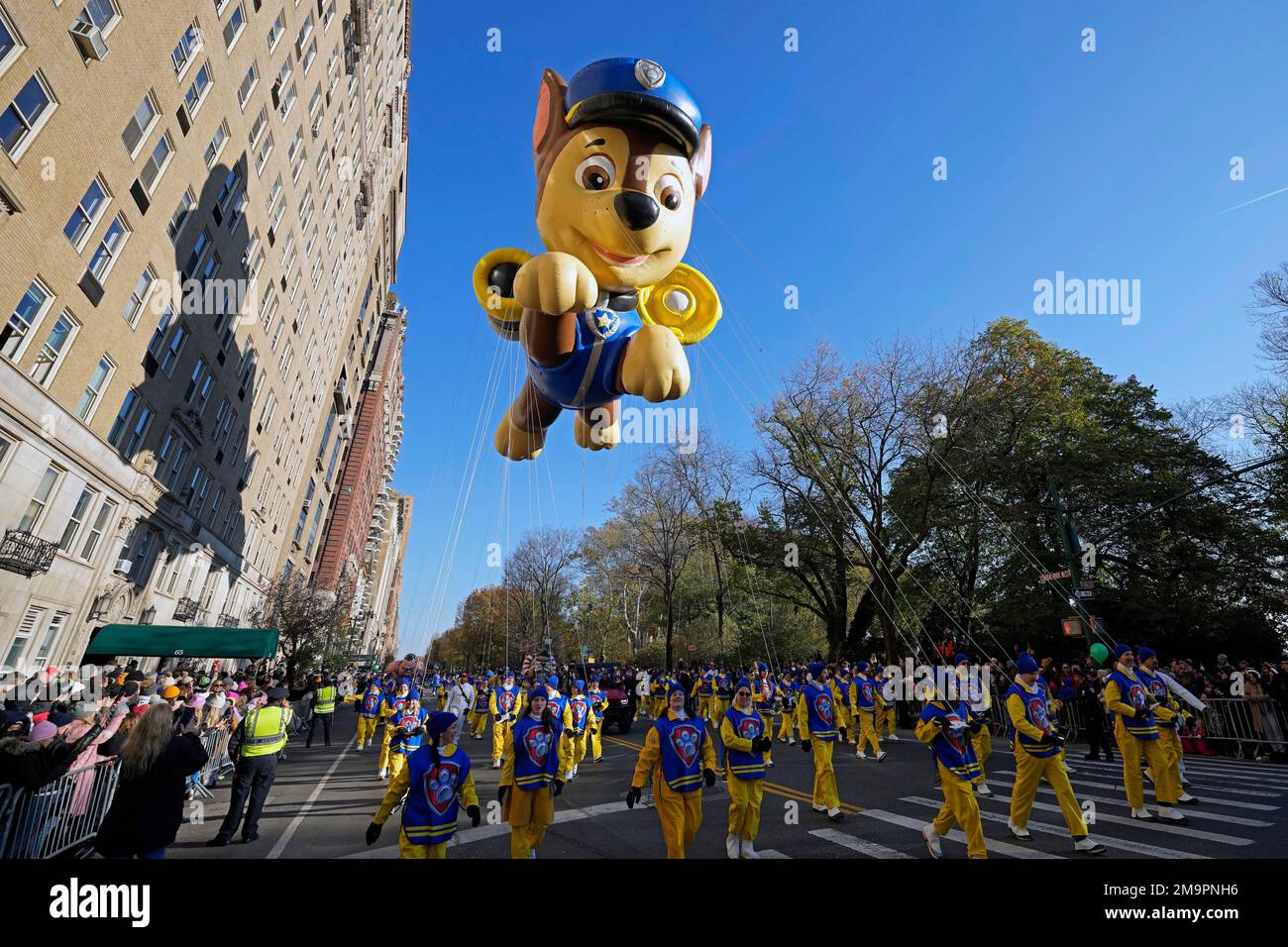 The Paw Patrol balloon floats in the Macy's Thanksgiving Day Parade on