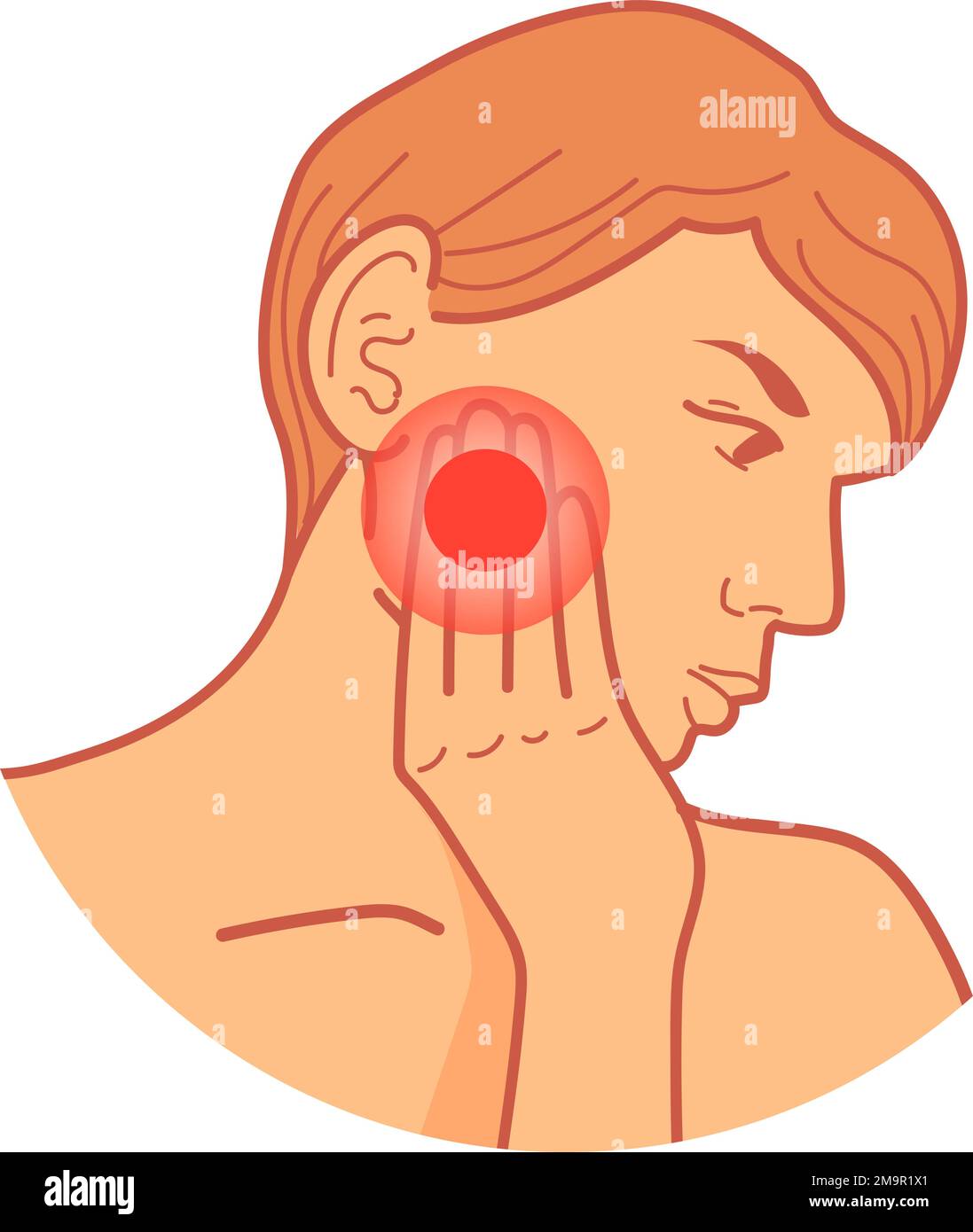 Toothache illustration. Cartoon dental mouth pain icon isolated on